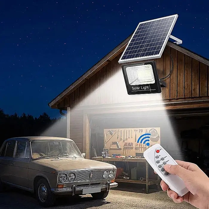 Proiector Solar cu Telecomandă - LED Puternic, Autonomie Mare, 100W