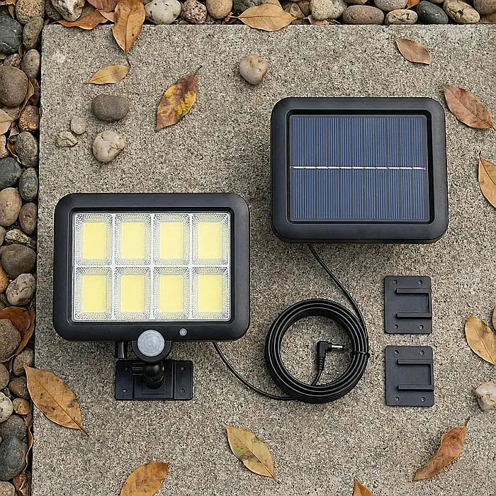 Lampă LED Solară de Exterior GL-8 COB, 260 LM, Senzor de Mișcare, Telecomandă și Panou Solar